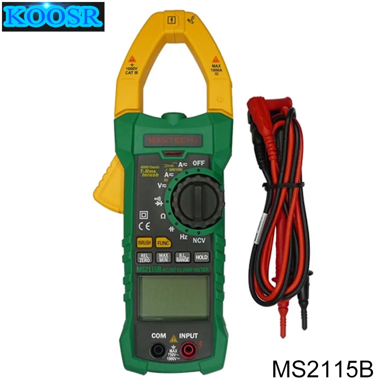 MASTECH MS2115B True RMS цифровой клещи мультиметр DC AC Напряжение Ток Ом Емкость Частота тестер с USB