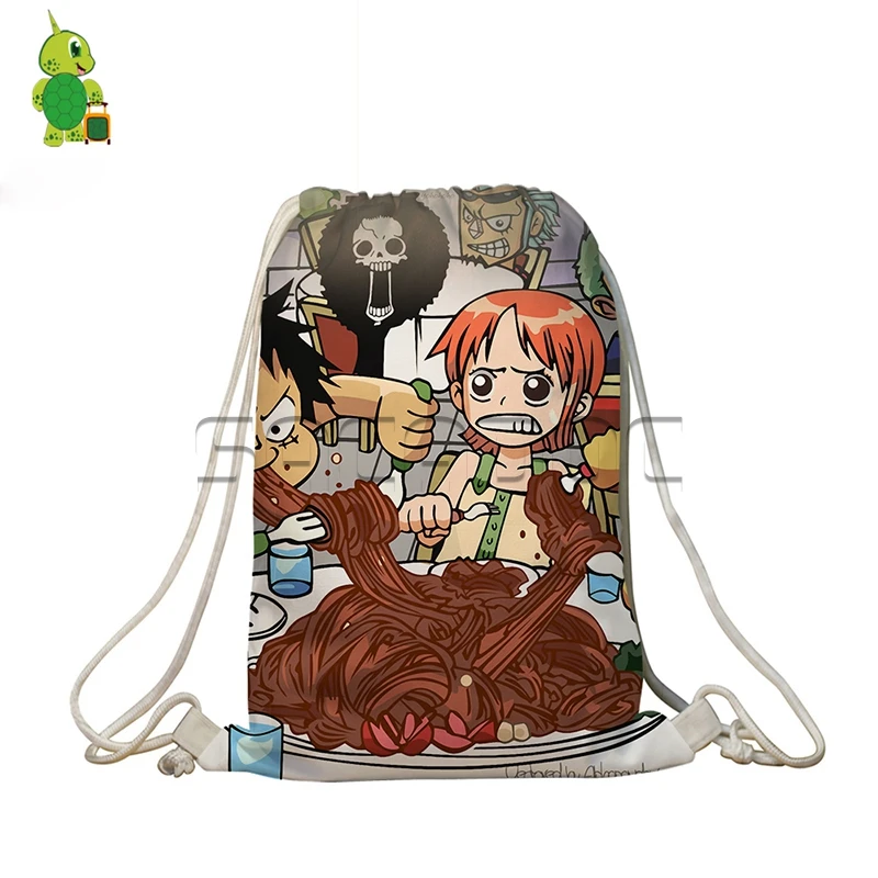 15 Аниме one piece Drawstring сумка для женщин и мужчин Softback сумки Луффи белая борода принтованные школьные сумки для подростков девочек мальчиков дорожная сумка - Цвет: 15