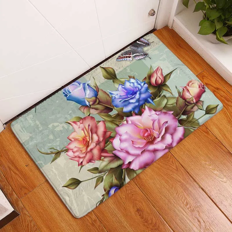 Comwarm Противоскользящий коврик для двери Добро пожаловать винтажные бабочки