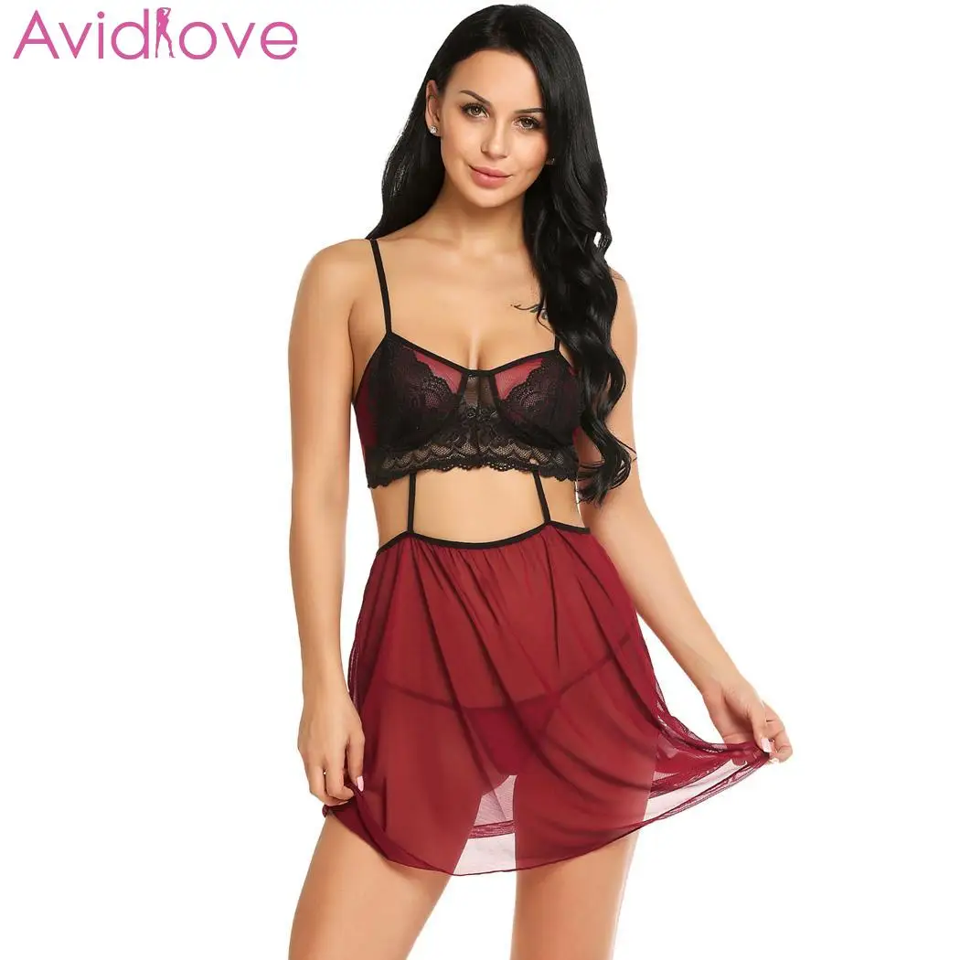 Avidlove женское сексуальное нижнее белье Эротическая Ночная сорочка с бретелькой