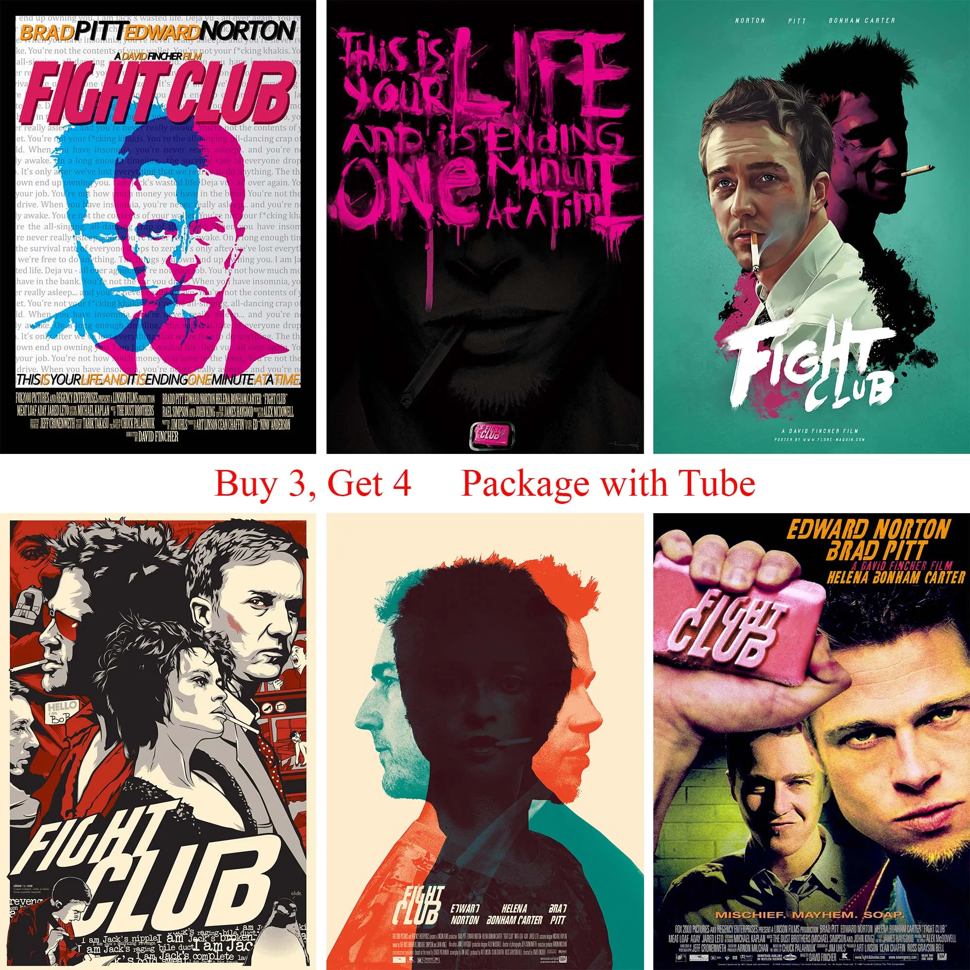 Постеры Fight Club для фильмов белые бумажные принты с покрытием украшение дома