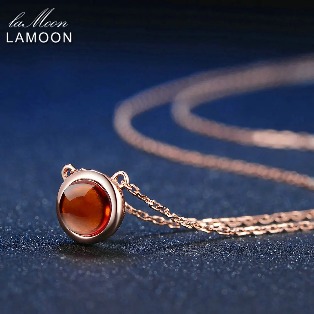Ламон 6 мм 1.2ct натуральный Круглый Оранжевый Красный Гранат 925 пробы серебро Ювелирная подвеска с цепочкой ожерелье S925 LMNI026