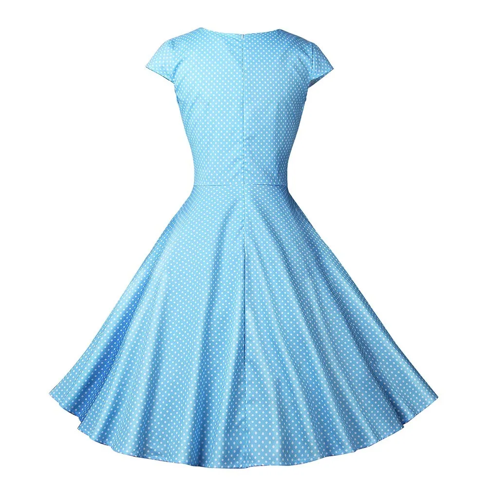 Винтажное платье в черный горошек женское стиле Хепберн белое милое стильное с