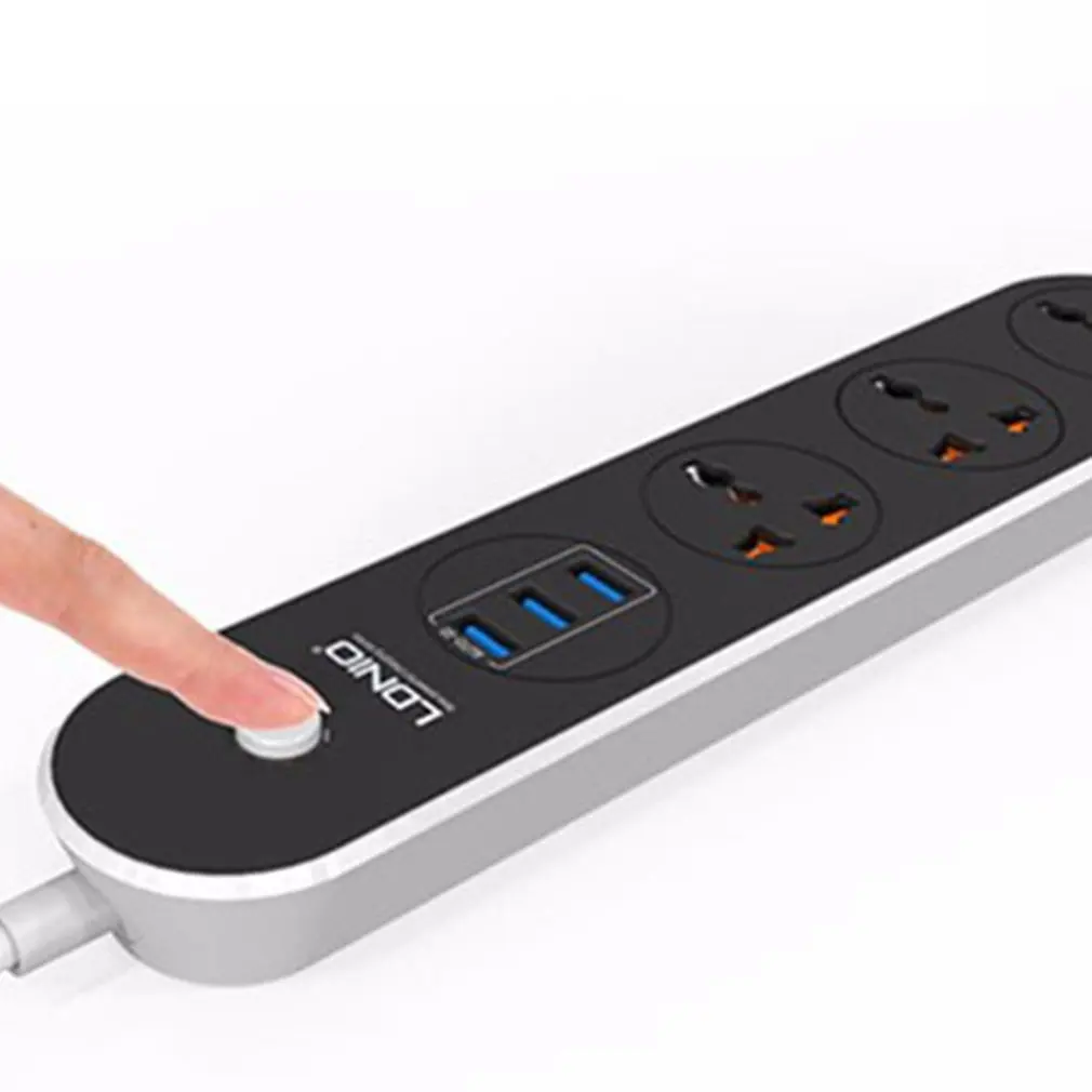 Multifunction 1.6m Power Srip with 3 USB Ports Extension Plug Fast Charging Socket Home Electronics for EU/US/UK | Обустройство дома