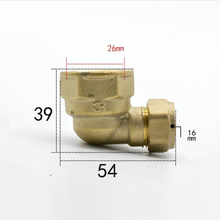 

Fit Tube OD 16mm x 3/4" BSP Female Brass Elbow Compression Fitting Union Connector Water Gas Fuel