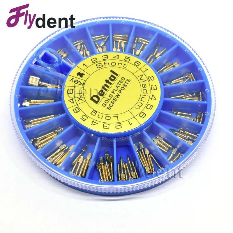 gold screw post Стоматологический винтовой столб позолоченный винтовой столб 120 шт. стоматологические материалы для стоматологического инструмента стоматология - Цвет: gold screw post