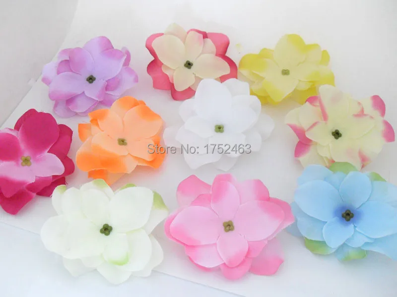 10 шт. искусственные гортензии вишневые шелковые цветы головки для заколки волос