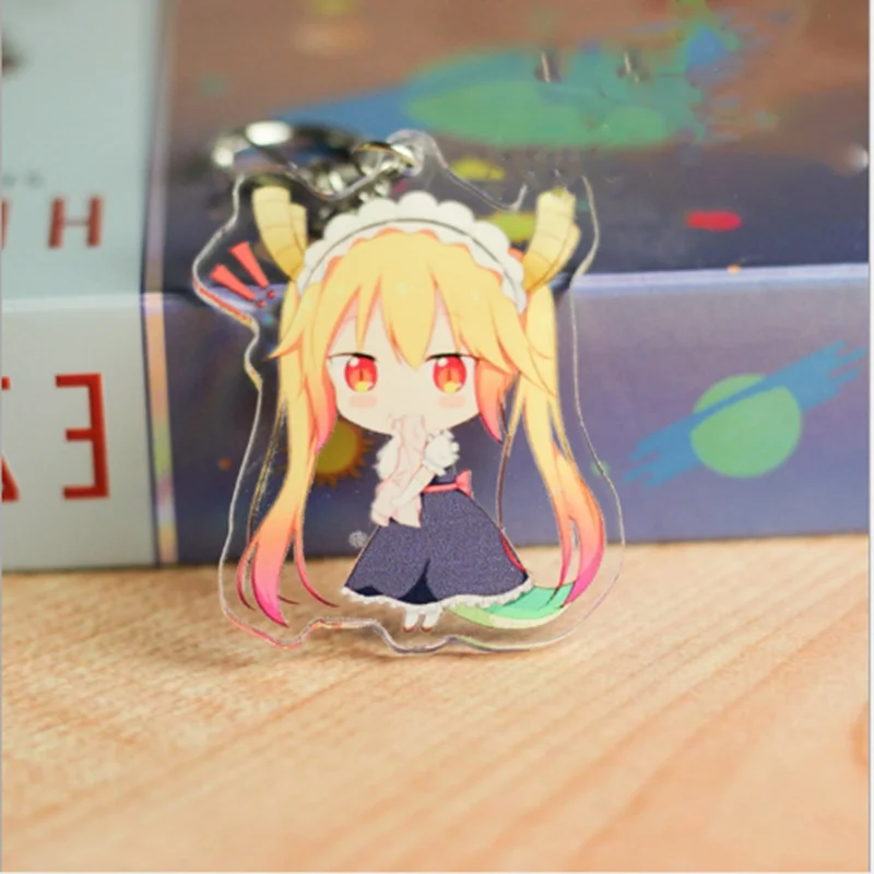 2018 Dragon Maid Kanna Tohru Key Chain Popular Lackingone Anime Transparent Acrylic Ring Keychains | Украшения и аксессуары