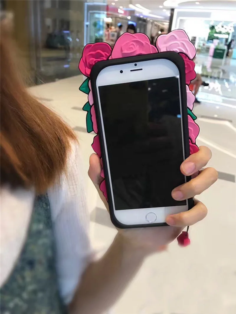 Для iPhone 7 X случае роскоши милые цветы девушка женщин 3D полная защита телефон