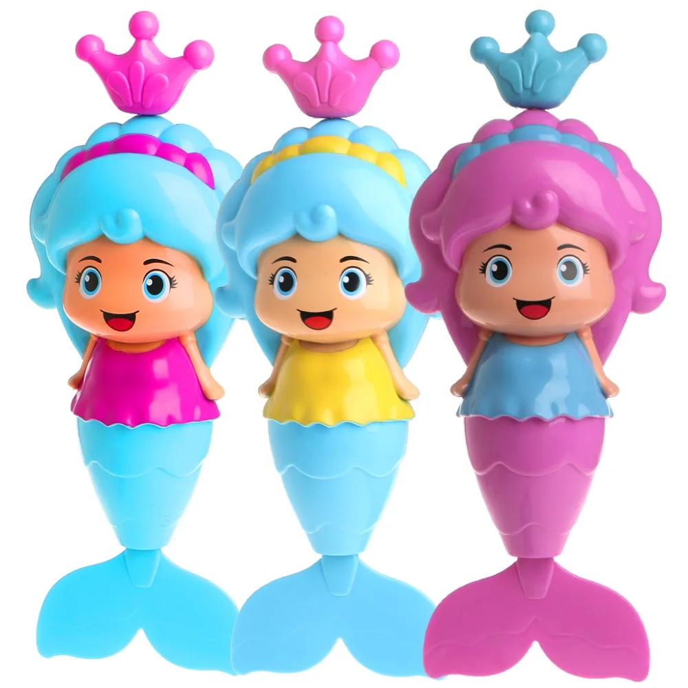 

Cute Cartoon Girls Fish Shaped Baby Clockwork Dabbling Bath Toy Classic Swimming Tails Wind Up Water Playing Toy