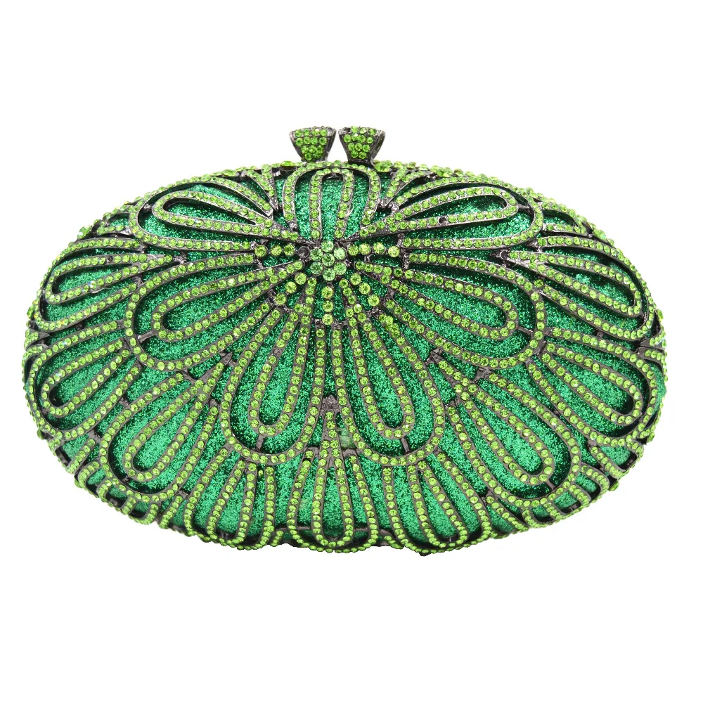 Gold Silver Fashion Deluxe rhinestone Crystal Clutch Purse banquet Bag Women Green Evening bag pochette SC640 | Багаж и сумки