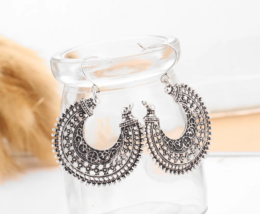 Этнические Винтажные серьги-подвески полые металлические большие серьги в стиле