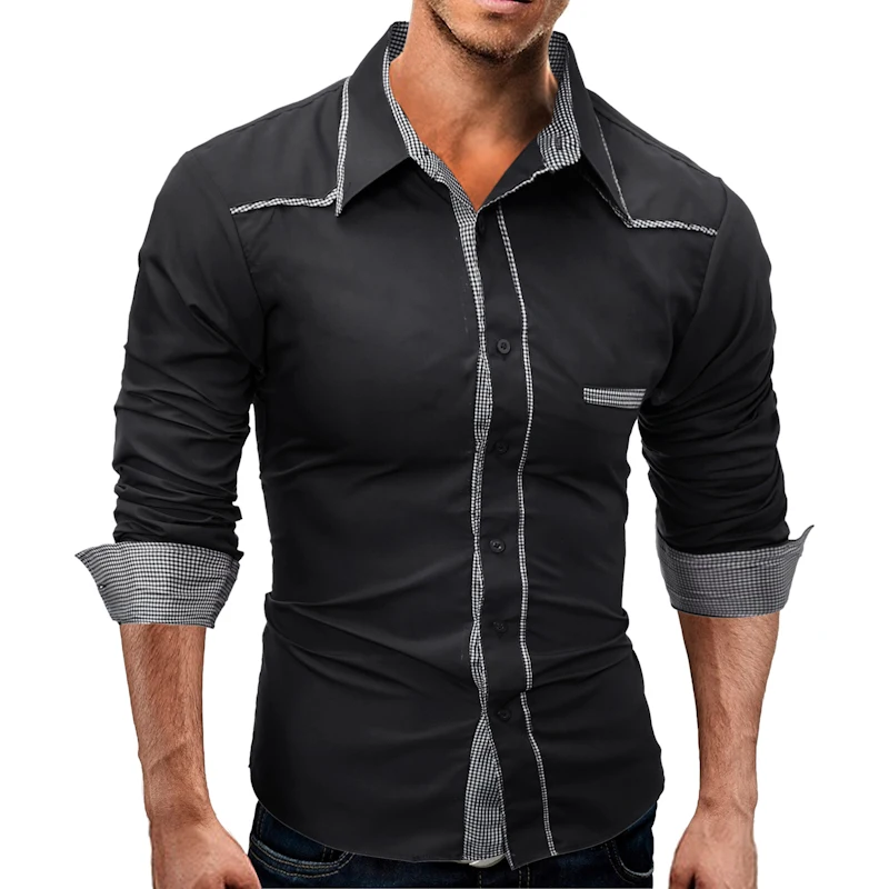 2017 Новых Людей Модный бренд Рубашка Camisa Masculina С Длинным Рукавом Мужчин Slim Дизайн