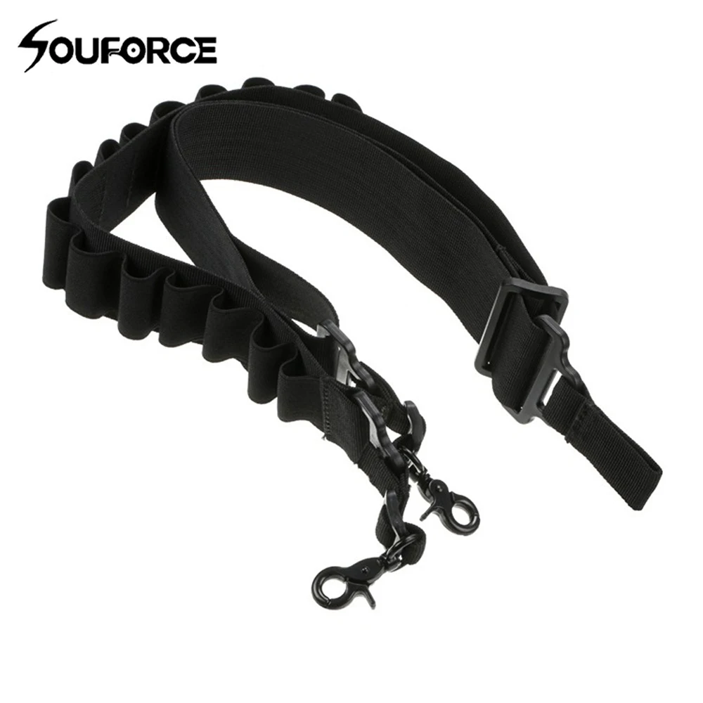 

Black Tactical Adjustable Two-Point Gun Sling with 15 Rounds Shells Bullet Pouch Tactical Straps Hook Sling Retardant Nylon