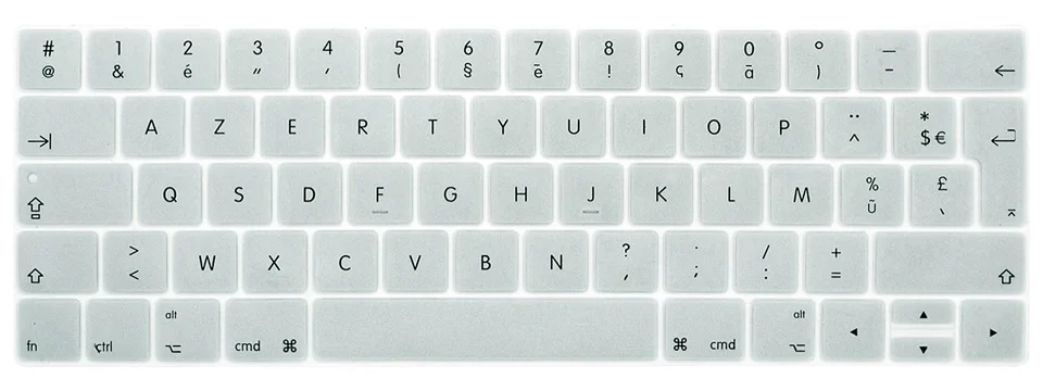 Серый Clavier AZERTY раскладка силиконовая клавиатура чехол для нового Macbook Pro 13 15 с сенсорной панелью A1706 A1707 A1989 A1990 защита кожи - Цвет: Серый