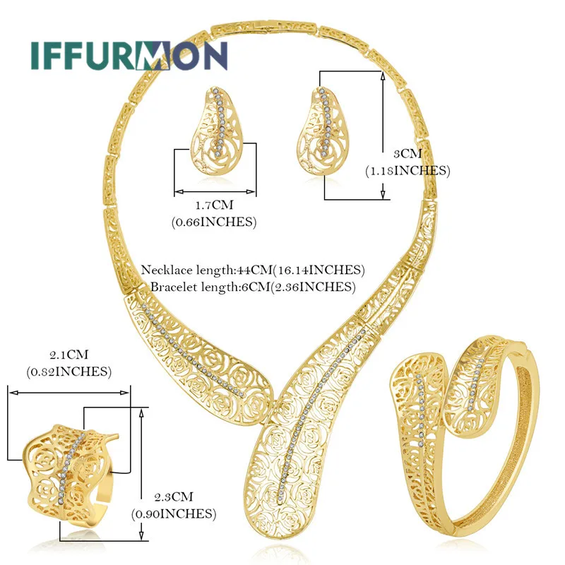 IFFURMON Для женщин Ювелирные наборы Золото Цвет цветок Цепочки и ожерелья