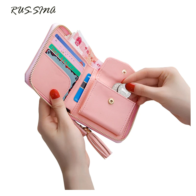 Новинка 2018 весенний короткий женский мини кошелек RUSSMA из искусственной кожи с