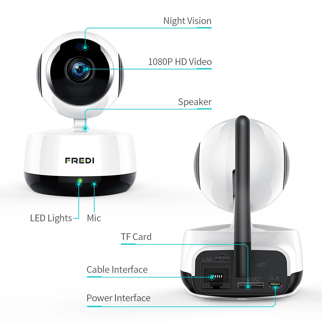 FREDI домашняя ip-камера безопасности 1080P 2.0MP Беспроводная умная WiFi камера Детский