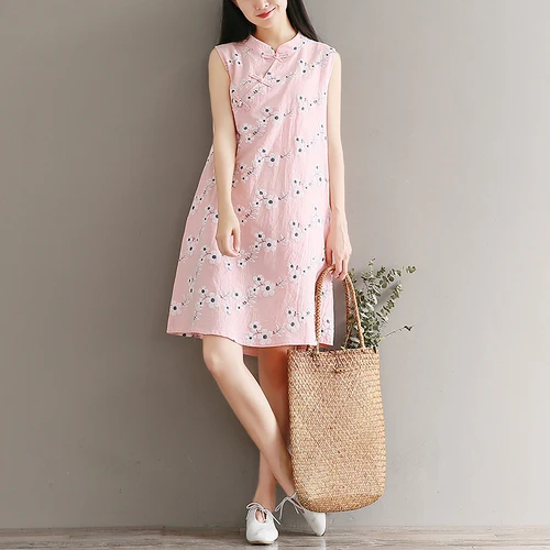 La MaxPa Мори Девушка Лето ретро платье воротник плиты пряжкой рукавов Цветочный