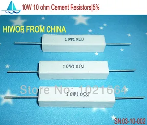 (10pcslot) 10W 10 ohms Ceramic Cement Power Resistor 10 ohm TOL 5% Resistors