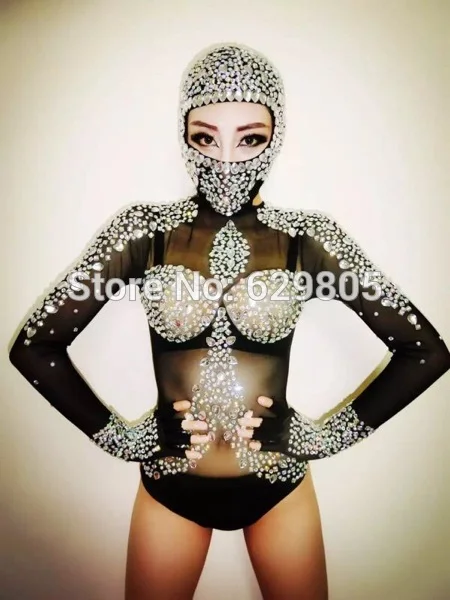 Bright Crystals Birthday Bodysuits Rhinestone Leotard Women Sexy Party Outfit Costumes Stage Dance Nightclub Party Wear