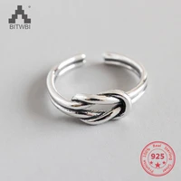 925 sterling silver double twist knot open rings for women high quality lady prevent allergy jewelry