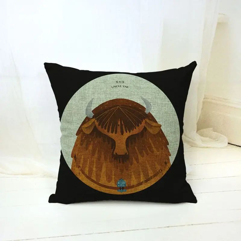 Забавные мультяшные животные из хлопка и льна наволочки для диванов кофейни