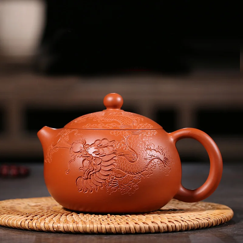 

180ML Authentic Yixing Purple Clay Teapot Sculpture Vintage Pattern Black Tea Pot Health Zhu Mud Art Tea Kettle Birthday Gifts