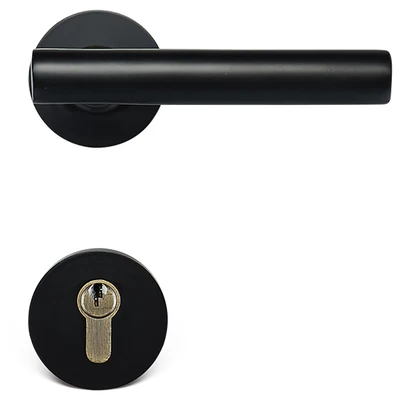 Black 1Set Minimalist Interior Door Lock Split Door Handle with Key Lock Accessories for Modern Bedroom Bathroom Living Room JF1943 - Цвет: Black