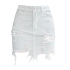 Женская мини-юбка из денима, белая мини-юбка из денима с высокой талией и асимметричным отверстием, модель B018 большого размера, 2021