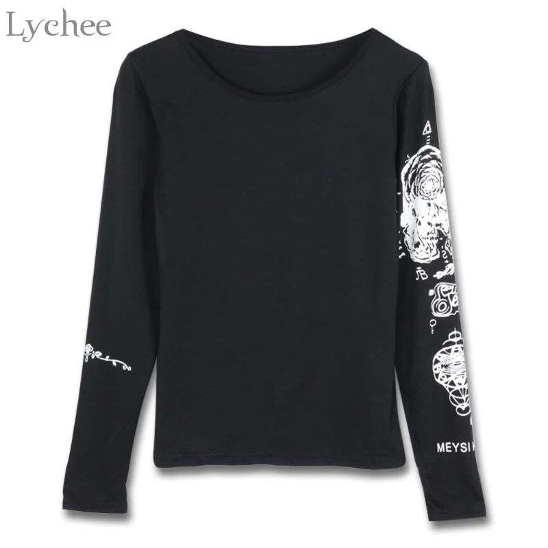 Lychee в стиле панк готика женская футболка с принтом форме буквы печати Тонкий