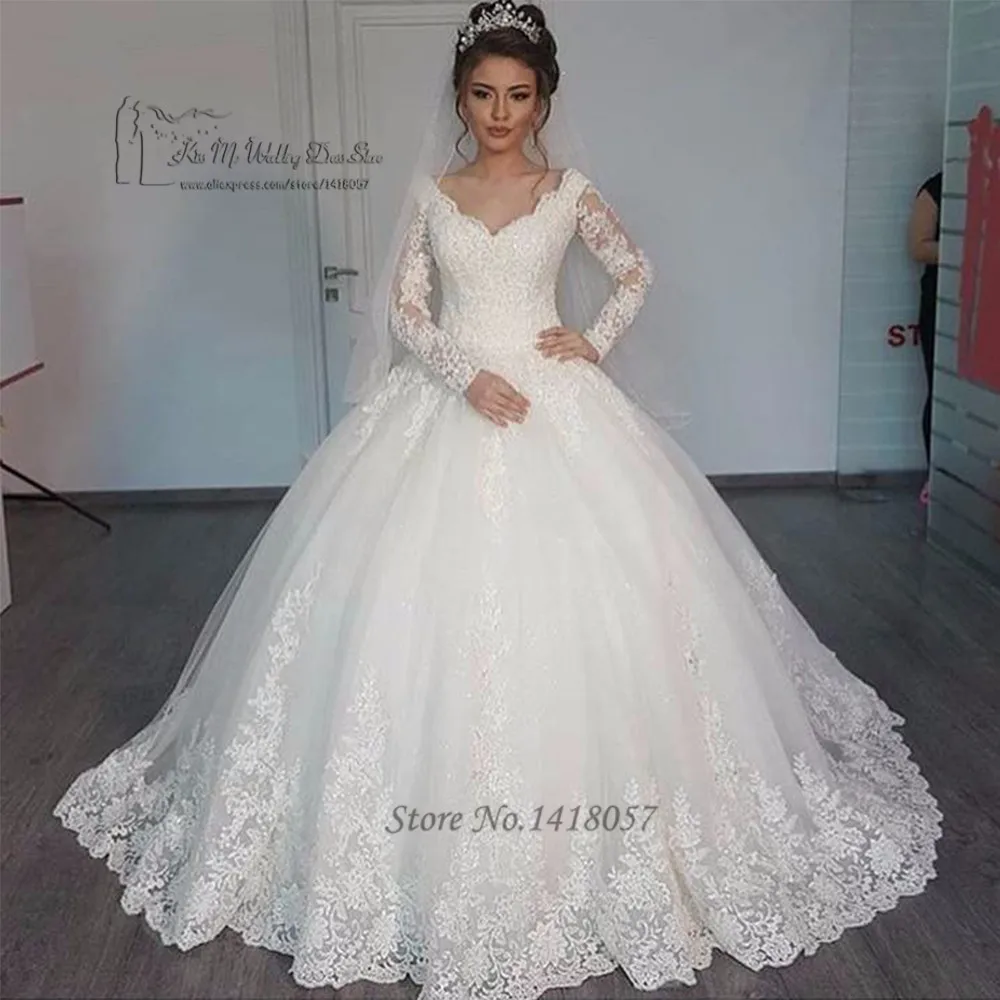 

Винтажное свадебное платье Louisvuigon с длинным рукавом, кружевные Пышные свадебные платья до пола, свадебные платья 2017, свадебное платье в стил...