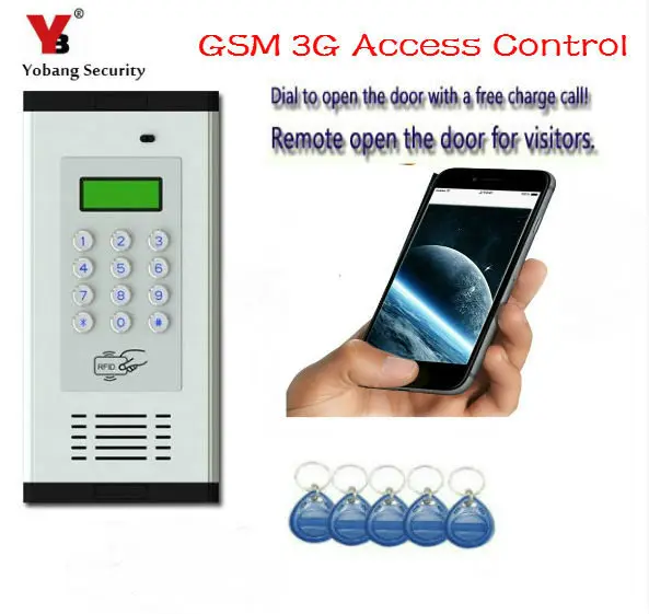 Yobang безопасности 3g GSM RFID водонепроницаемый аудио домофон бесплатный телефонный звонок ворот Реле Переключатель доступа дистанционное управление дверной замок