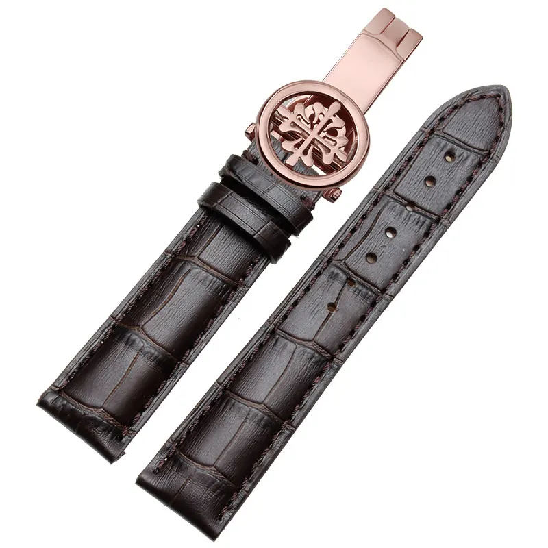 Ремешок для часов 20 мм, 22 мм, 21 мм, чехол для часов Patek philpe, складная Пряжка, серебро, розовое золото - Цвет ремешка: Розовый