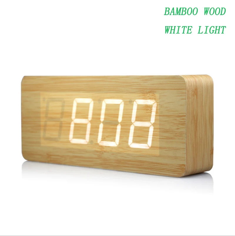 bamboo wood white Высокое качество ручной работы деревянные цифры дизайн Будильник звуки Управление светодиодный дисплей деревянные часы дизайн 21*9*5 см reloj despertador - Цвет: bamboo wood white