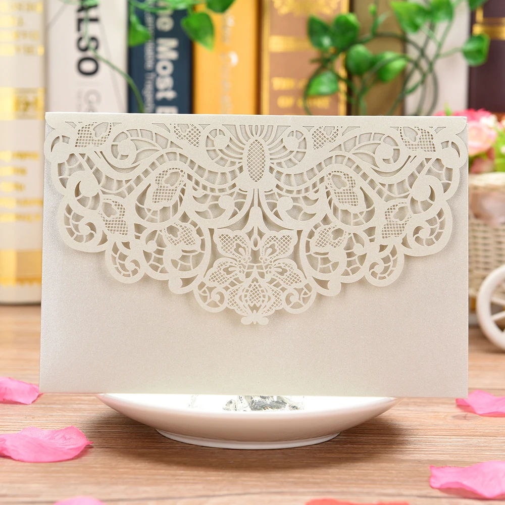 10 шт. жемчужные бумажные цветочные свадебные приглашения Пригласительные