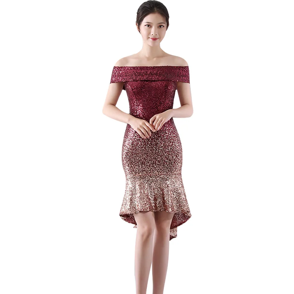 Роскошное женское короткое платье с блестками Vestidos открытыми плечами без
