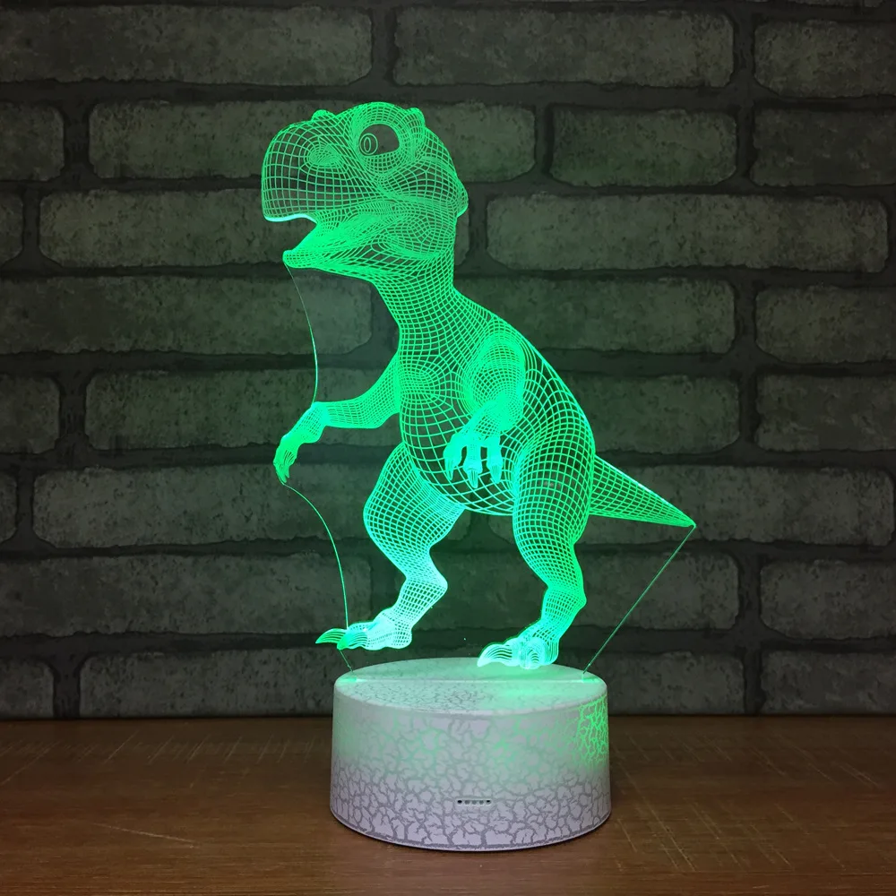Коростель белое основание динозавр 3D лампа 7 цветов взрыв СВЕТОДИОДНЫЙ ночник