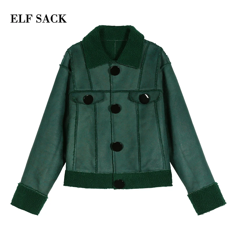 ELFSACK новинка модное женское пальто повседневное хлопок цельные куртки для женщин