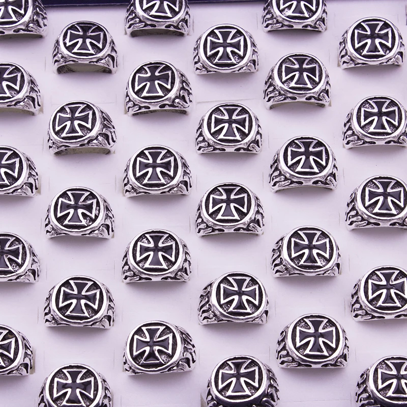 Новинка Модные мужские кольца с крестом 20 штук разные размеры (8 9 1 0 11) оптовая
