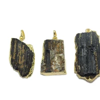 natural raw tourmaline stone pendant for men 2020 gold bezel large black geode druzy gem irregular big rough jewelry accessories