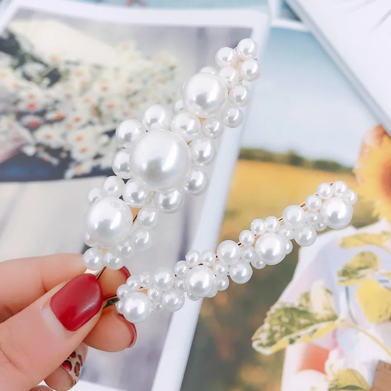 M MISM Hot 2020 3.5" Набор женских девочек Корейская мода Круглые жемчужины Заколки для волос с кристаллами Цветочные шпильки Баретки Аксессуары на.