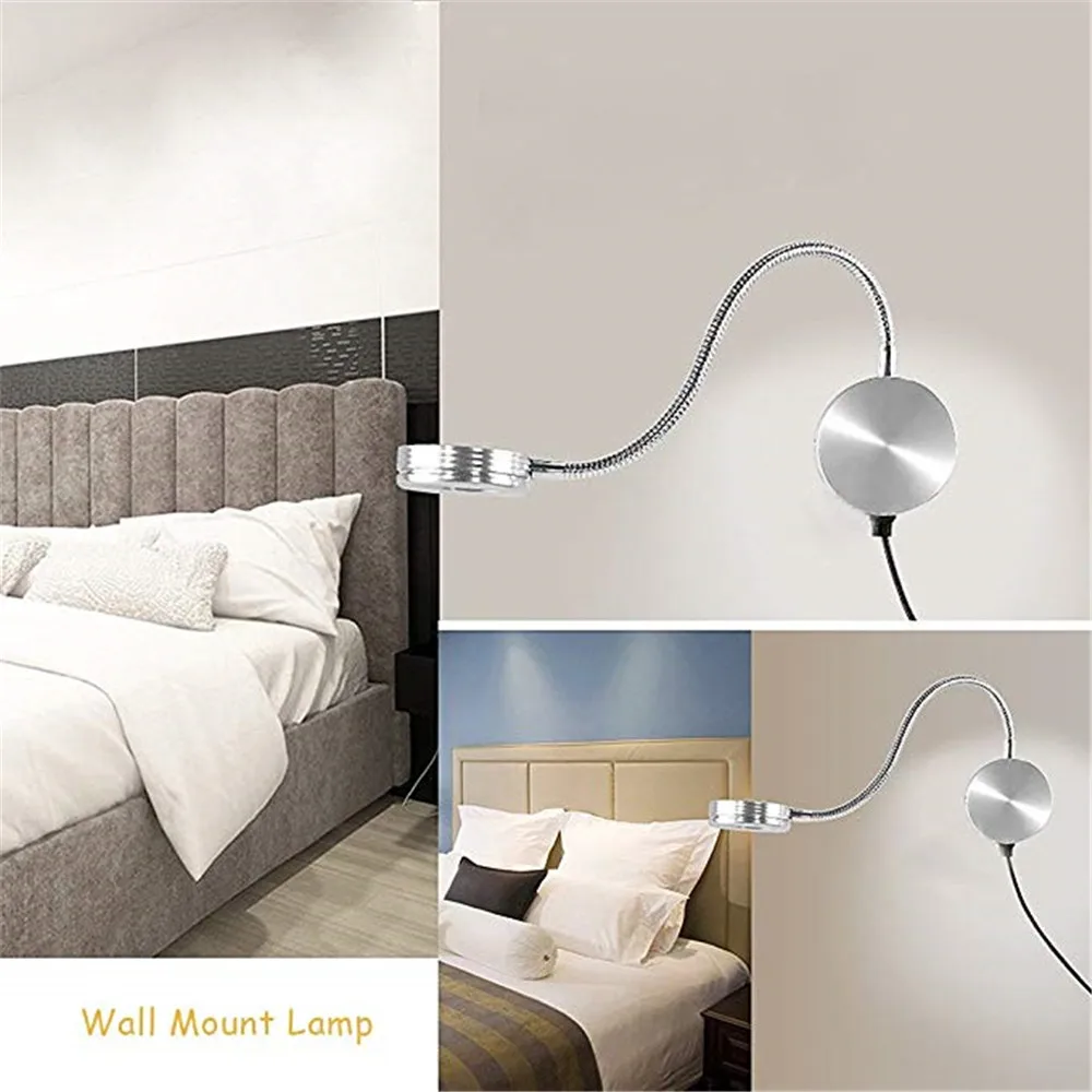 Светодиодная настенная лампа гибкая для чтения гусиная шея бра художественные