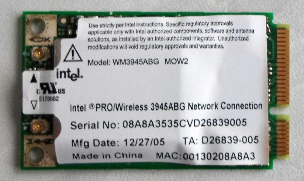 Мини pcie карта для ноутбука Intel 3945ABG 3945 Wi Fi сетевой адаптер WLAN HP 407576 001|Сетевые карты|
