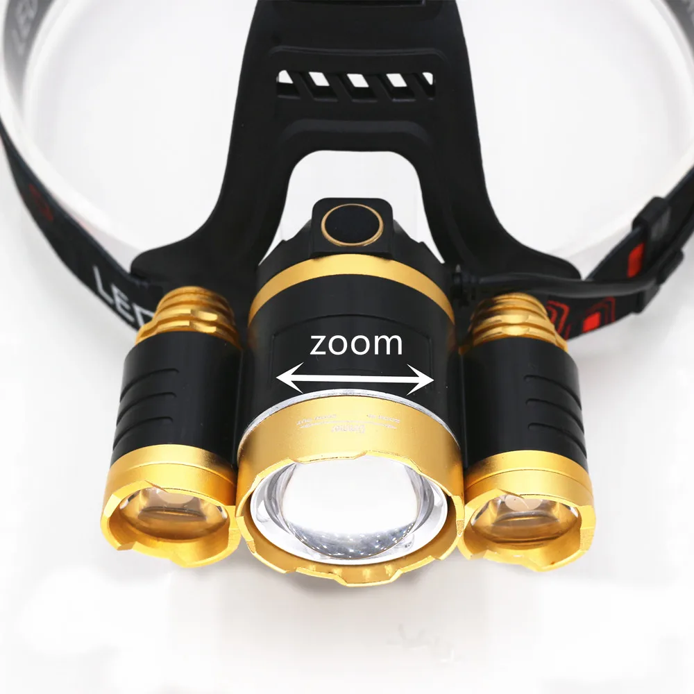 12000lm LED 3 * T6 Зум Водонепроницаемый фары фара Масштабируемые головной лампы