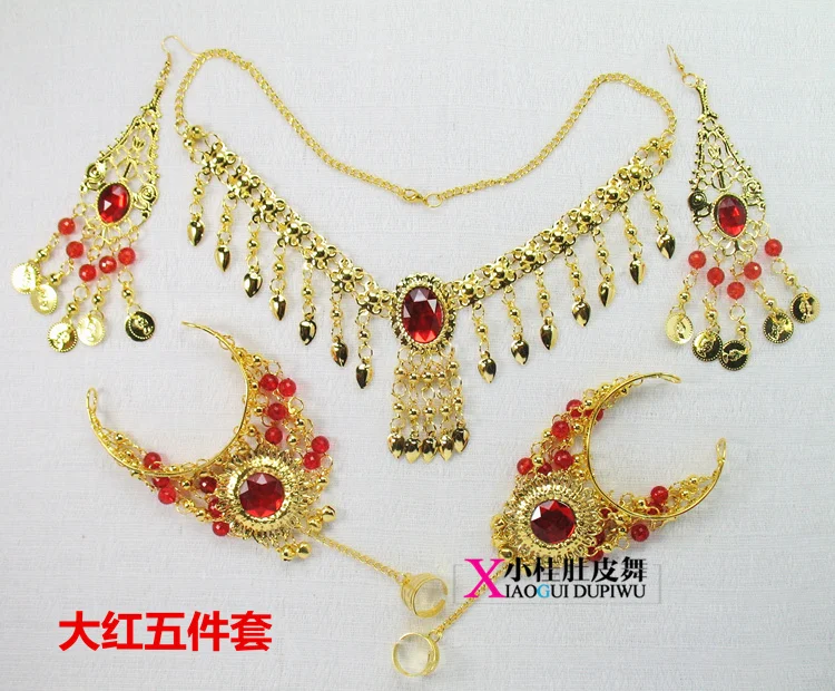Headdress Earrings Bracelet Necklace Five pcs set Indian Belly Dance Jewelry Sets Party | Украшения и аксессуары