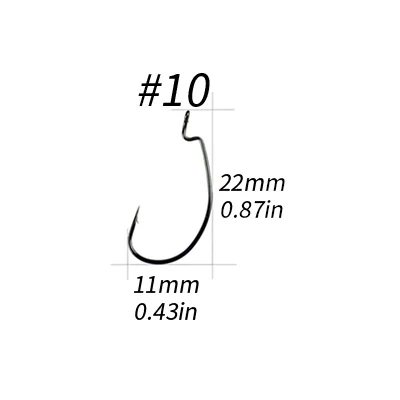 10 шт., 1 упаковка, POHU, Размер 12, 10, 8, 5, 4, 3, 2, 1, 2/0, 1/0, 3/0, 4/0, рукоятка, червь, углеродистая сталь, мягкие приманки, приманки, Офсетные Крючки, рыболовные крючки - Цвет: 10pcs size 10