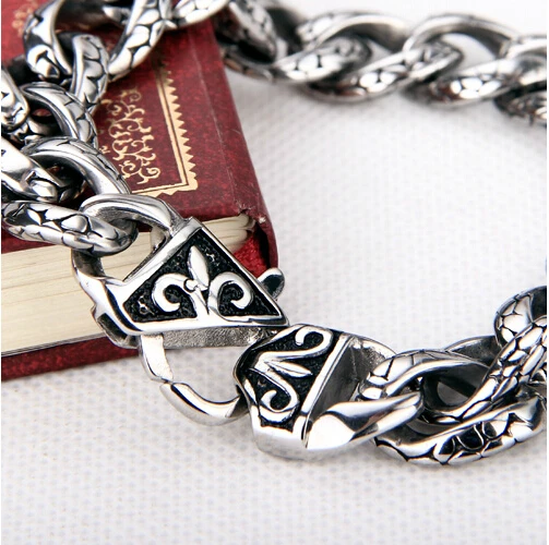 Мужской браслет из нержавеющей стали 316L кубинские цепочки серебристого цвета