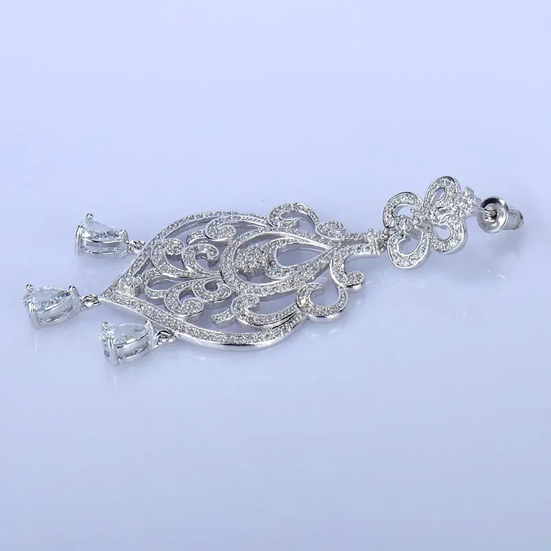 Серьги-капельки для женщин роскошные серьги из белого золота с фианитами ААА