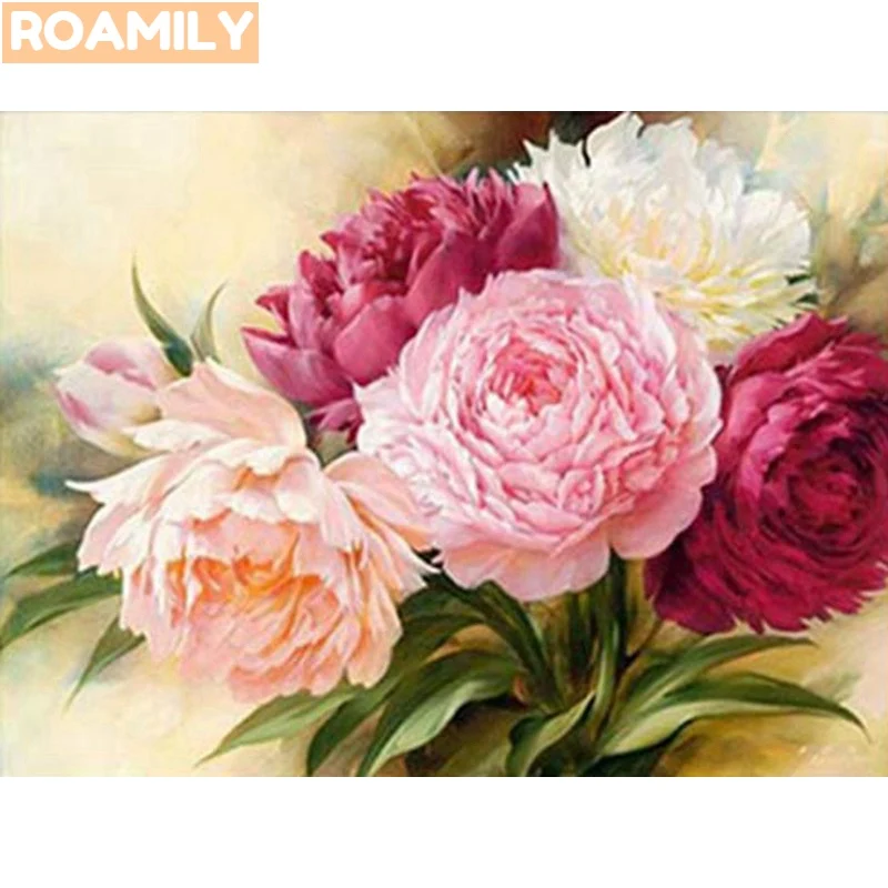 0611la2a09 ROAMILY, 5d полная квадратная вышивка с кристаллами, Алмазная вышивка,цветы, розы, пионы, фрукты, красивые живописные, алмазная вышивка распродажа, мозаика цветы - Color: 0611la2a09